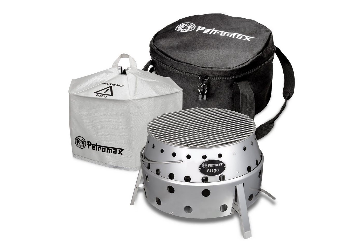 Petromax Holzkohlegrill Petromax Atago Set mit Umluftkuppel und Tragetasche von Petromax