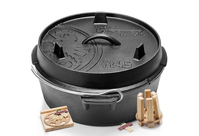 Petromax Schmortopf Feuertopf ft4,5 mit Deckel ohne Füße Dutch Oven, Gusseisen (Spar-Set, 3-tlg., für 2-5 Personen geeignet), Deckel mit Henkel, als Pfanne nutzbar, Topf induktionsfähig von Petromax