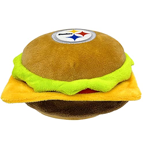 NFL Pittsburgh Steelers Cheese Burger Plush Dog & Cat Squeak Toy - Cutest Stadium HAMBERGER Snack Plush Toy for Dogs & Cats with Inner Squeaker & Beautiful Football Team Name/Logo von Pets First