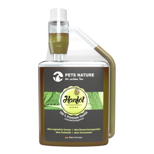 Pets Nature Hanföl für Hunde und Katzen - reines Premium Hanf-Öl mit Omega-3- und 6-Fettsäuren - 100% natürlich, schonend kaltgepresst, Made in Germany (250 ml) von Pets Nature