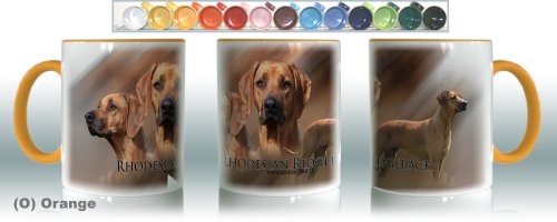 Keramik tasse (O) Orange Hund Rhodesian Ridgeback von Pets-easy.com