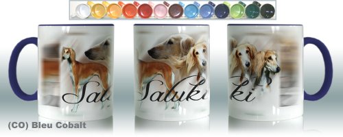 Keramikbecher (CO) Bleu Cobalt Hund Saluki von Pets-easy