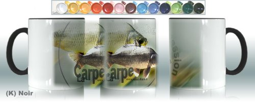 Mug Ceramique (K) Noir Fisch Karpfen von Pets-easy