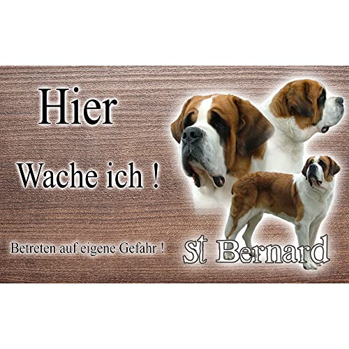 Warnschild Hund oder Warnzeichen Bernhardiner 20 cm von Pets-easy.com