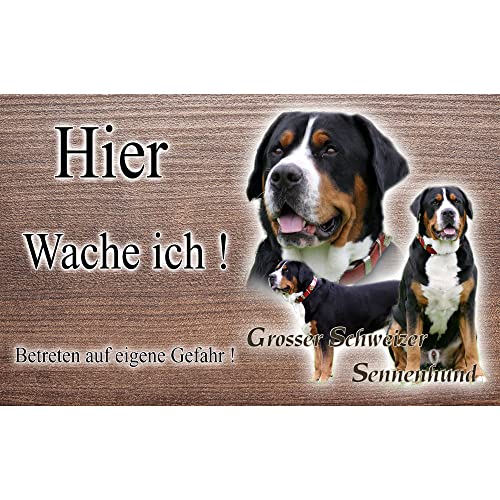 Warnschild Hund oder Warnzeichen Grosser Schweizer Sennenhund 20 cm von Pets-easy.com
