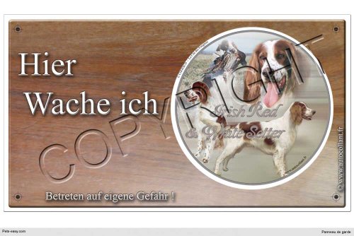 Warnschild Hund oder Warnzeichen Irish Red and White Setter 20 cm Warnschild Hund oder Warnzeichen Irish Red and White Setter 20 cm von Pets-easy.com