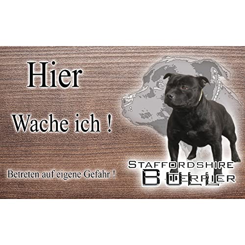 Warnschild Hund oder Warnzeichen Staffordshire Bull Terrier 30 cm von Pets-easy.com