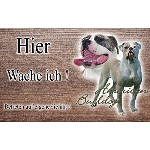 Warnschild Hund oder Warnzeichen american bulldog 30 cm von Pets-easy.com