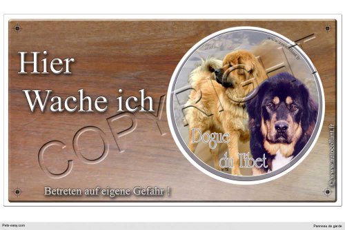 Warnschild Hund oder Warnzeichen tibetan mastiff 30 cm von Pets-easy.com