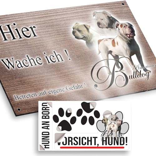 hier wache ich hund American Bulldog 15/9,5 cm von Pets-easy