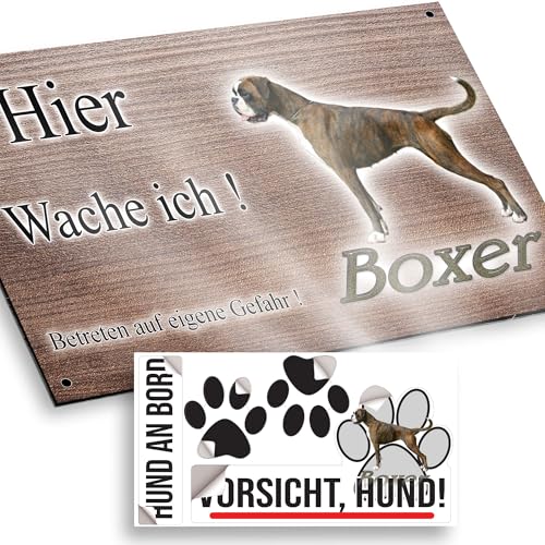 hier wache ich hund Boxer 15/9,5 cm von Pets-easy