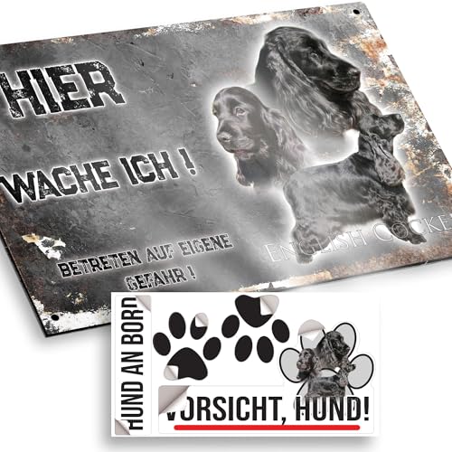 hier wache ich hund English Cocker Spaniel 15/9,5 cm von Pets-easy