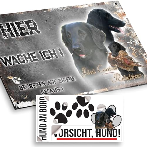 hier wache ich hund Flat Coated Retriever 15/9,5 cm von Pets-easy