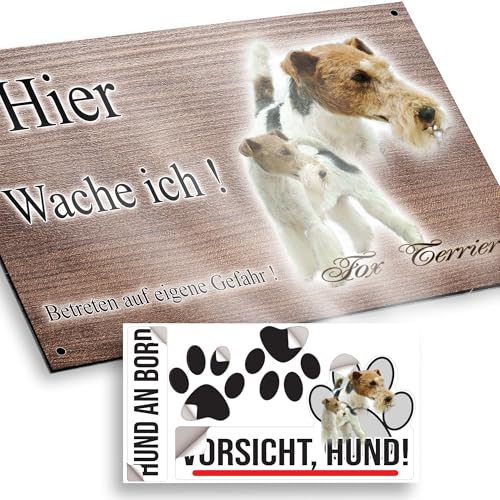 hier wache ich hund Foxterrier (Drahthaar) 15/9,5 cm von Pets-easy