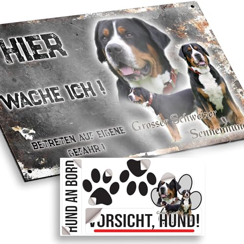 hier wache ich hund Grosser Schweizer Sennenhund 15/9,5 cm von Pets-easy