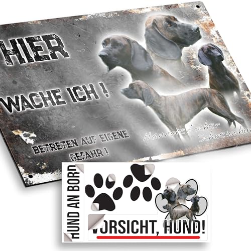 hier wache ich hund Hannoverscher Schweißhund 15/9,5 cm von Pets-easy