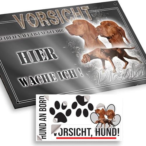 hier wache ich hund Magyar Vizsla (Kurzhaar) 15/9,5 cm von Pets-easy