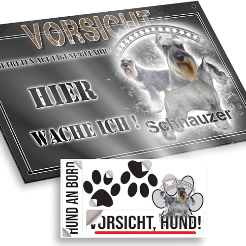 hier wache ich hund Mittelschnauzer 15/9,5 cm von Pets-easy