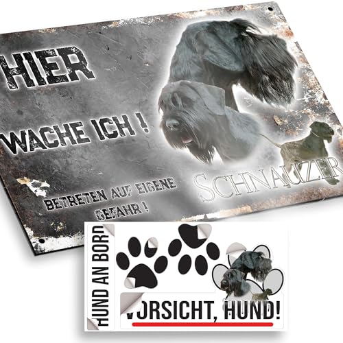 hier wache ich hund Riesenschnauzer 15/9,5 cm von Pets-easy