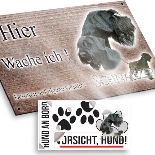 hier wache ich hund Riesenschnauzer 15/9,5 cm von Pets-easy