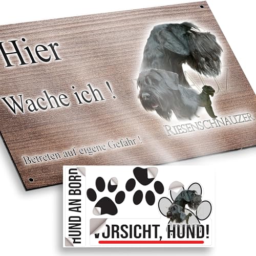 hier wache ich hund Riesenschnauzer 15/9,5 cm von Pets-easy