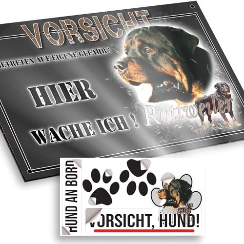 hier wache ich hund Rottweiler 15/9,5 cm von Pets-easy