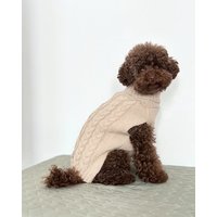 Hundestrickpullover Beiges Zopfmuster Für Kleine Hunderassen von PetsFashionWeek