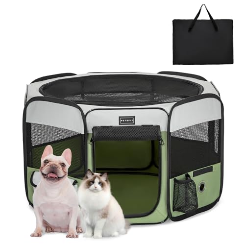 PETSFIT faltbar Welpenauslauf Tierlaufstall für Kleintiere Hunde Katzen,Hundelaufstall Freigehege mit Wasserdichter Boden,Pop-up System Kausicheres Design,Grau/Grün,75 * 68 * 42cm PETSFIT faltbar Welpenauslauf Tierlaufstall für Kleintiere Hunde Katzen,Hundelaufstall Freigehege mit Wasserdichter Boden,Pop-up System Kausicheres Design,Grau/Grün,75 * 68 * 42cm von Petsfit
