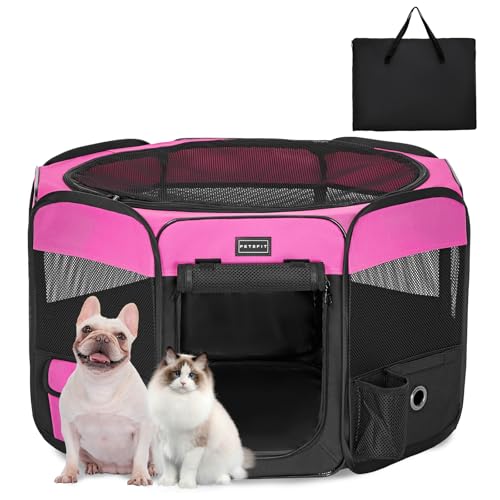PETSFIT faltbar Welpenauslauf Tierlaufstall für Kleintiere Hunde Katzen,Hundelaufstall Freigehege mit Wasserdichter Boden,Pop-up System Kausicheres Design,Rosarot/Schwarz,75 * 68 * 42cm PETSFIT faltbar Welpenauslauf Tierlaufstall für Kleintiere Hunde Katzen,Hundelaufstall Freigehege mit Wasserdichter Boden,Pop-up System Kausicheres Design,Rosarot/Schwarz,75 * 68 * 42cm von Petsfit