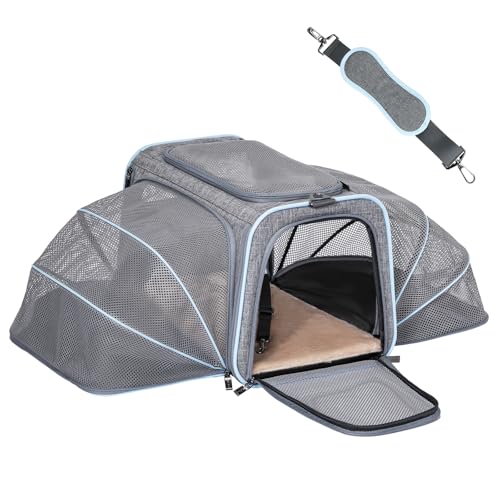 Petsfit Faltbarer Transporttasche Katze und Hund,erweiterbare Katzentransportbox mit Schultergurt Hundetragetasche Flugtasche Oxford Gewebe für Katze und Hund, M/Grau/Doppelseitig Petsfit Faltbarer Transporttasche Katze und Hund,erweiterbare Katzentransportbox mit Schultergurt Hundetragetasche Flugtasche Oxford Gewebe für Katze und Hund, M/Grau/Doppelseitig von Petsfit