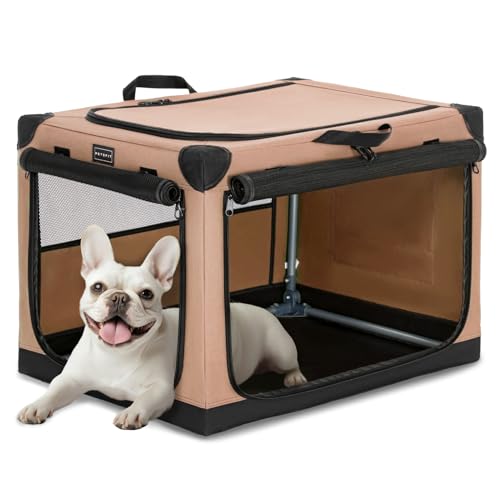 Petsfit Hundebox faltbar, Hundebox für zuhause Verstellbarer Stoffbezug mit Spiraleisenrohr, Hundetransportbox Auto Stoff für große mittlere kleine Hunde,Leicht zu Verstauen von Petsfit