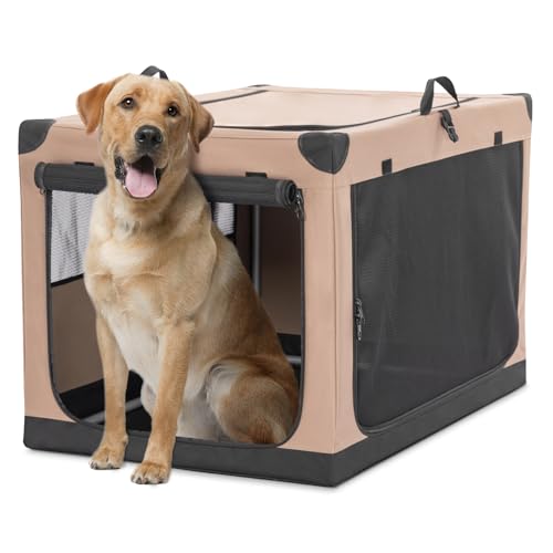 Petsfit Hundebox faltbar, Hundebox für zuhause Verstellbarer Stoffbezug mit Spiraleisenrohr, Hundetransportbox Auto Stoff für große mittlere kleine Hunde,Leicht zu Verstauen von Petsfit