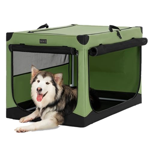Petsfit Hundebox faltbar, Hundebox für zuhause Verstellbarer Stoffbezug mit Spiraleisenrohr, Hundetransportbox Auto Stoff für große mittlere kleine Hunde,Leicht zu Verstauen von Petsfit