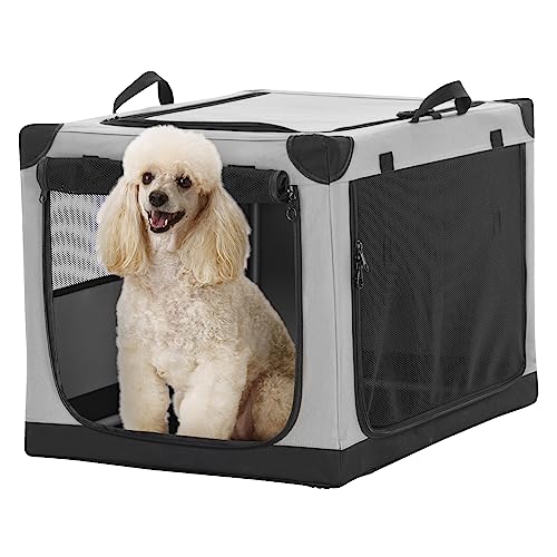 Petsfit Hundebox faltbar, Hundebox für zuhause Verstellbarer Stoffbezug mit Spiraleisenrohr, Hundetransportbox Auto Stoff für große mittlere kleine Hunde,Leicht zu Verstauen von Petsfit