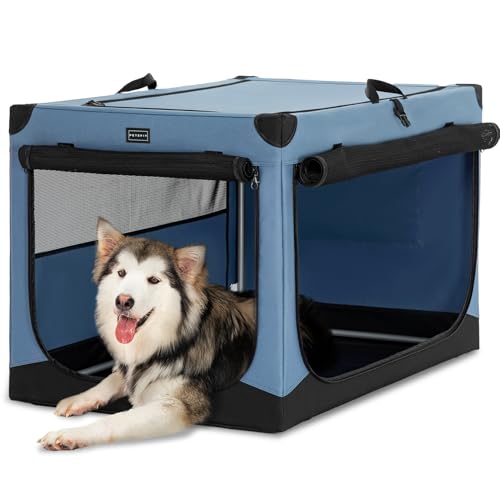 Petsfit Hundebox faltbar, Hundebox für zuhause Verstellbarer Stoffbezug mit Spiraleisenrohr, Hundetransportbox Auto Stoff für große mittlere kleine Hunde,Leicht zu Verstauen von Petsfit