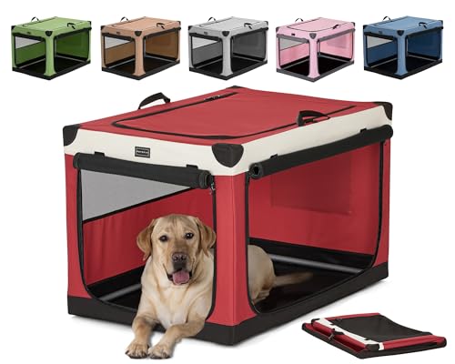 Petsfit Hundebox faltbar, Hundebox für zuhause Verstellbarer Stoffbezug mit Spiraleisenrohr, Hundetransportbox Auto Stoff für große mittlere kleine Hunde,Leicht zu Verstauen von Petsfit