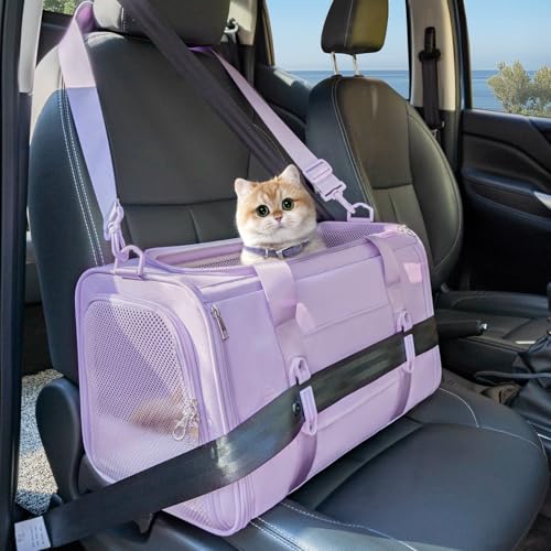 Petsfit Katzentragetasche für kleine Hunde, mit verbesserter patentierter Auto-Schnalle, weiche Seiten, Haustier-Tragetasche für Welpen, 4 Seiten, belüftet, mit verstellbaren Schultergurten und Petsfit Katzentragetasche für kleine Hunde, mit verbesserter patentierter Auto-Schnalle, weiche Seiten, Haustier-Tragetasche für Welpen, 4 Seiten, belüftet, mit verstellbaren Schultergurten und von Petsfit