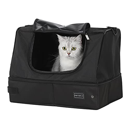 Petsfit Reise Katzentoilette mit Deckel, tragbare Katzen Reisetoilette mobiles Katzenklo für Auto, Portable Cat Litter Box für unterwegs von Petsfit