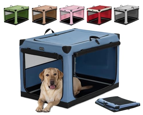 Petsfit Hundebox faltbar, Hundebox für zuhause Verstellbarer Stoffbezug mit Spiraleisenrohr, Hundetransportbox Auto Stoff für große mittlere kleine Hunde,Leicht zu Verstauen von Petsfit
