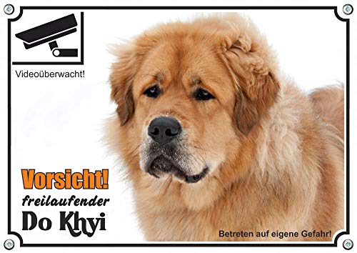 Exklusives Hundeschild - Tibet Dogge Do Khyi - mit Videoüberwachung, DIN A3 von Petsigns