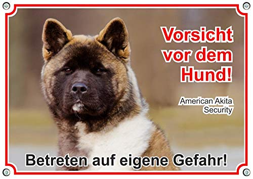 Petsigns Hundeschild American Akita Security - uv-beständiges Warnschild aus Metall, DIN A4 von Petsigns
