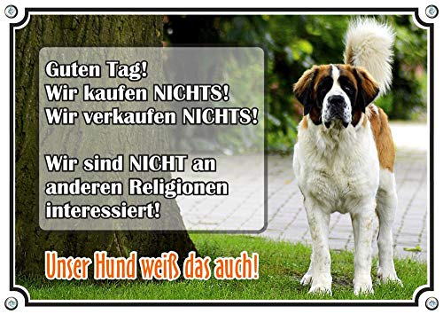 Petsigns Hundeschild - Bernhardiner - hochwertiges uv-beständiges Warnschild, DIN A5 von Petsigns