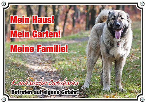 Petsigns Hundeschild Kaukasischer Owtscharka - Mein Haus! in 1A Qualität, DIN A3 von Petsigns