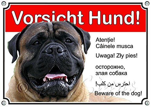 Petsigns Hundewarnschild Bullmastiff - Metallschild - wetterfest, DIN A4 von Petsigns