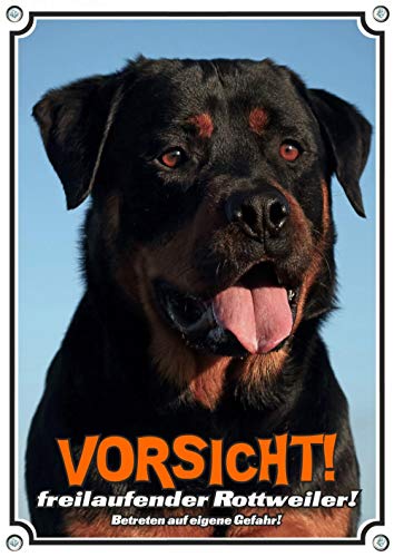 Petsigns Warnschild Rottweiler - individuelles uv-beständiges Hundeschild aus Metall, DIN A3 von Petsigns