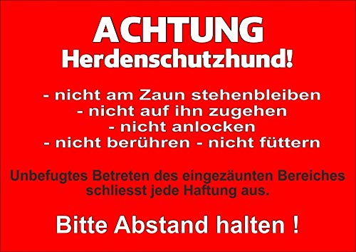 Petsigns Warnschild aus Metall - uv-beständig - Achtung HERDENSCHUTZHUND! Hundeschild, DIN A3 von Petsigns