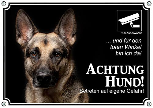 Petsigns Wunderschönes Hundeschild - Deutscher Schäferhund - Achtung Hund + Videoüberwachung, DIN A3 von Petsigns