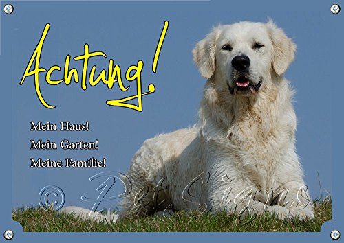 Warnschild Golden Retriever - Alu Schild - Hundeschild stabil in Fotoqualität, DIN A5 von Petsigns