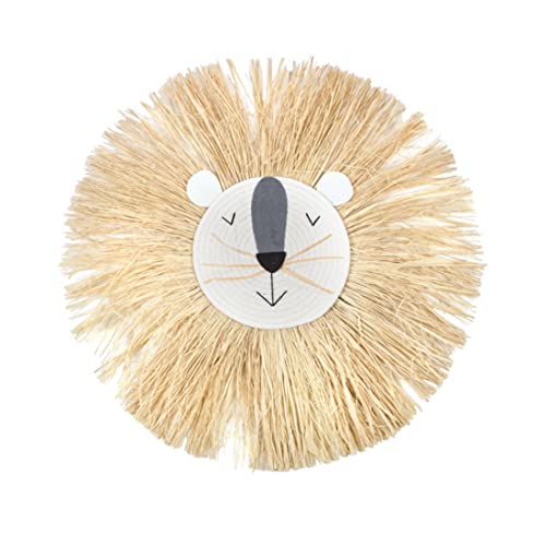 Pettaku Wand hängende Löwenkopf Tierkopf Wandhalterung Hängende Dekorationen gewebter Löwenkopfgarten oder Wohnzimmer Ornament Cartoon Wanddekoration Löwen Ornamente von Pettaku
