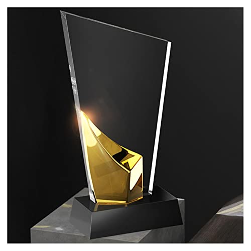 Glas-Kristall-Trophäe, Gold-Trophäen, Personalisierte Leistungstrophäe Mit Präsentationskoffer Und Kostenloser Gravur Für Wettbewerbspartys (Color : Gold, S : 11.5x25cm) von PetterShop